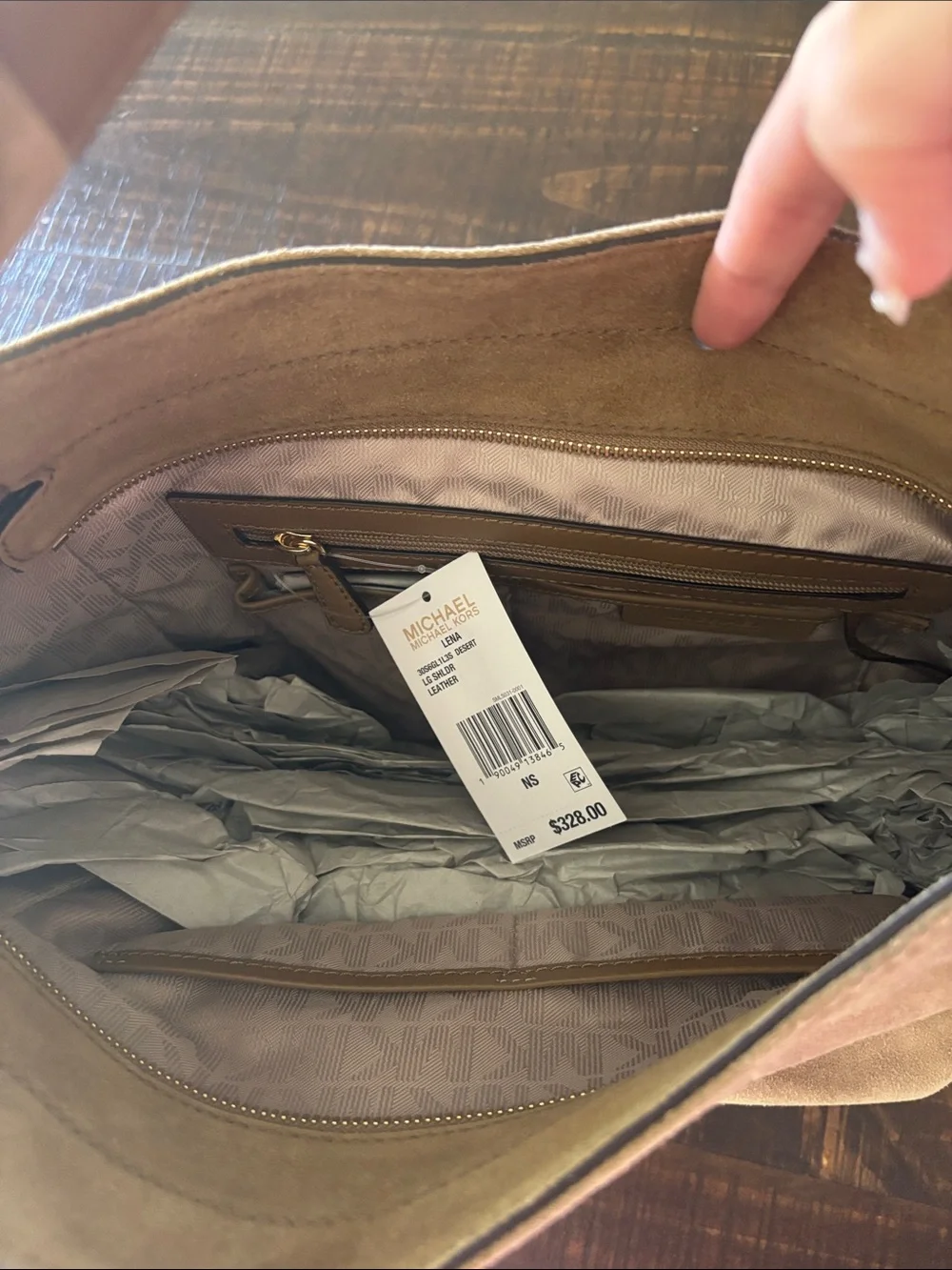 Michael Kors Tan Suede Hobo Shoulder Bag